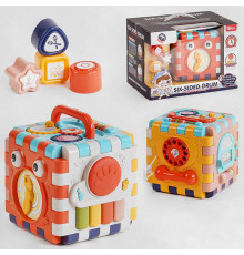 Музичний куб BM 1 001 (12) на батарейках, підсвічування, мелодії, звуки тварин, сортер, в коробці