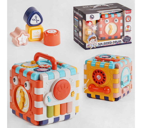 Музичний куб BM 1 001 (12) на батарейках, підсвічування, мелодії, звуки тварин, сортер, в коробці