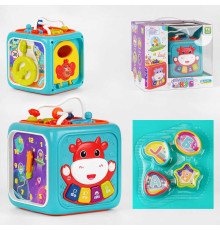 Музичний куб 57959 (24) "TK Group", ОЗВУЧУВАННЯ УКРАЇНСЬКОЮ МОВОЮ, світло, казки, геометричний сортер, годинник, шестерні та лабіринт, в коробці