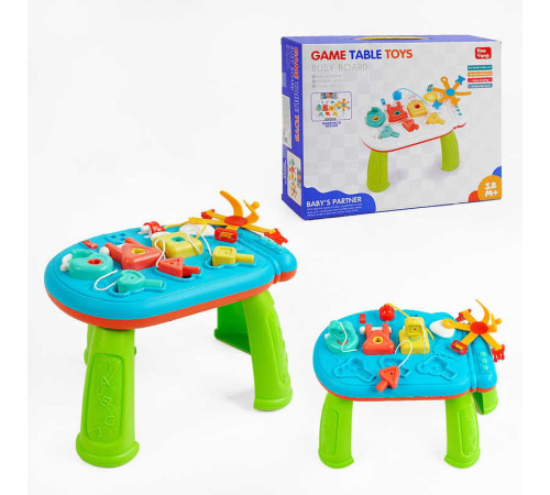 Ігровий музичний столик N 52200 (24) звук, підсвічування, замочки, ремінці, розетка, мелодії, кумедні звуки, в коробці