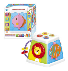 Музичний мультибокс 38955 (72/2) "WToys", ОЗВУЧУВАННЯ УКРАЇНСЬКОЮ МОВОЮ, пісеньки, казки, назви тварин, цікаві історії, підсвічування, пальчикові ігри, брязкальце, тріскачка, в коробці