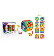 Ігровий центр 856 (18) озвучення англ. мовою, казки, мелодії, підсвічування, звуки, піаніно, барабан, геометричний сортер, мінікермо, телефон, годинник, магнітна гра, в коробці