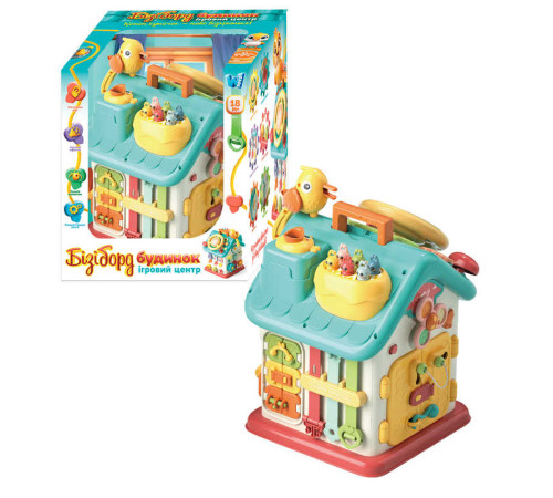 Будинок бізіборд 62638 (12) "WToys", ОЗВУЧУВАННЯ УКРАЇНСЬКОЮ МОВОЮ, 15 казок, 15 пісень, 10 скоромовок, кермо, застібки, замки, “Нагодуй пташку”, в коробці – в наличии! Купите сейчас у KAZKOVA