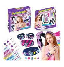 Набір браслетів 15010 (60) браслети, ремінці, каблучки, блискітки, камінці, наліпки, в коробці