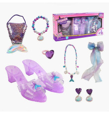 Набір прикрас JY 3407 (48/2) туфельки, сумочка, перстень, сережки, намисто, заколка з бантом, в коробці