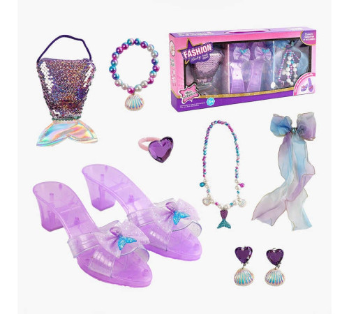 Набір прикрас JY 3407 (48/2) туфельки, сумочка, перстень, сережки, намисто, заколка з бантом, в коробці