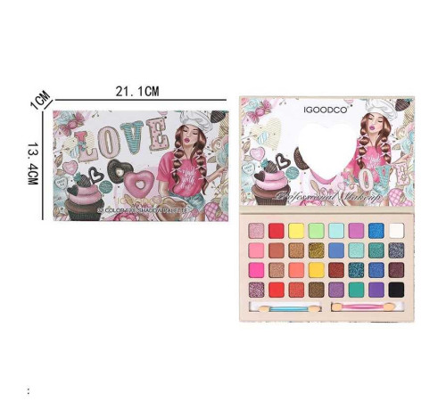 Косметика LK 5109 (192/16) 32 кольори, матові та глітерні тіні, 2 аплікатори, в коробці