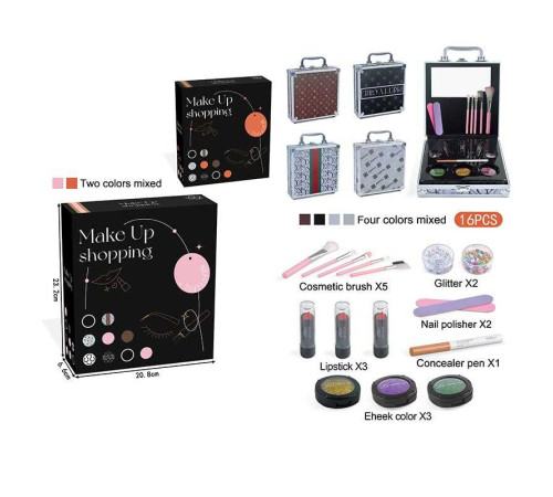 Косметика FT 2015 F (60) 3 помади, глітери, механічний олівець, дзеркальце, кейс, пензлики, декоративні блискітки двох видів, пилочки для нігтів, в коробці, ВИДАЄТЬСЯ МІКС ВИДІВ