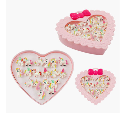 Набір прикрас A 068 B (120/2) 18 каблучок, пластикова основа каблучки, регулюється об'єм, у боксі