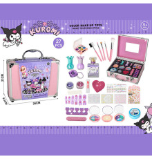 Набір косметики 768-73 C (48/2) тіні, лаки, аксесуари для манікюру, пензлики, блискітки, помада, наліпки, накладні нігті, пудра, блиск для губ, парфуми, глітер, у валізі