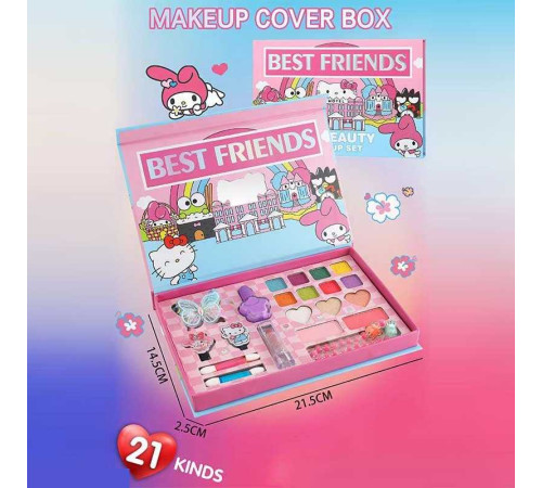 Косметика LK 28582 (144) тіні, хайлайтер, рум'яна, помада, лак для нігтів, аплікатори, прикраси для волосся, у плівці