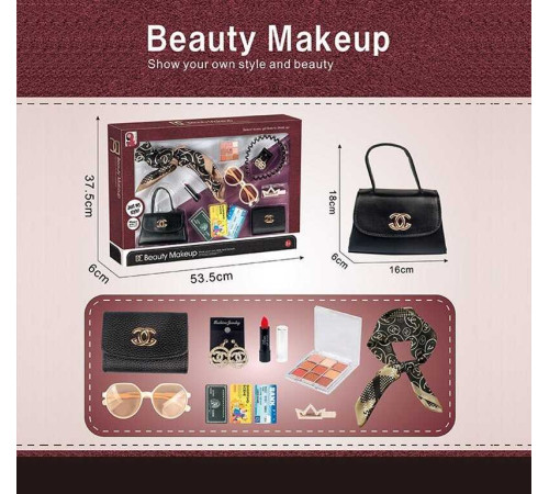 Набір аксесуарів S 2 (24) сумочка, хустинка, окуляри, палетка тіней, гаманець, обруч для волосся, помада, сережки, заколка, в коробці