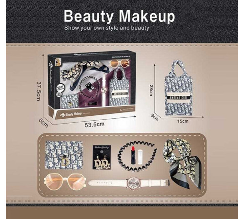 Набір косметики S 3 (24) сумка, окуляри, хустинка, гаманець, годинник, обруч для волосся, помада, сережки, в коробці