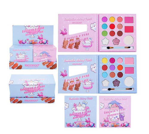 Косметика IG 3143 (8) ЦІНА ЗА 24 ШТУКИ В БЛОЦІ, тіні, рум'яна, хайлайтер, аплікатор, в коробці