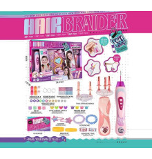 Набір стиліста KSY 961 (24/2) механічний прилад для нанизування бусин, автоматична машинка для накручування волосся, 2 насадки, декоративний скотч, резинки, заколки, браслети, в коробці