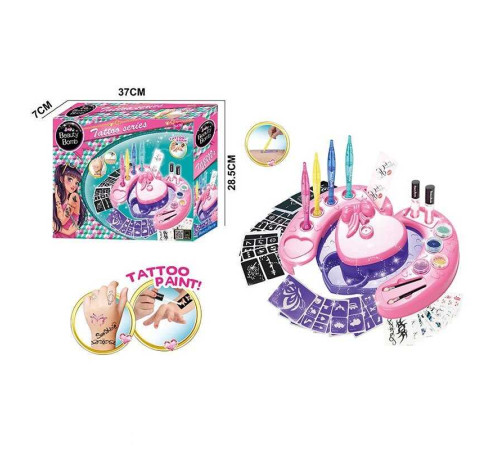 Набір тимчасових татуювань RY 6303 (36/2) трафарети, глітер, 2 аплікатори, олія, ігрова платформа, в коробці
