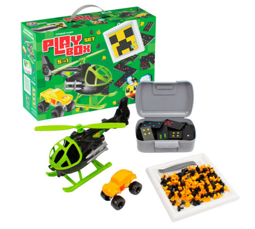 гр Подарунковий набір 2871 (1) "Technok Toys", гвинтокрил, машинка-позашляховик, мозаїка, доміно, ланчбокс, в коробці