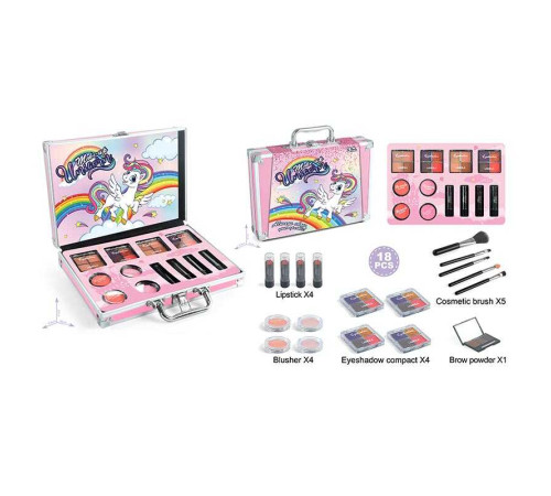 Косметика FT 2040 (36) помади, палетка тіней, рум’яна, контуринг, пензлики, у валізі