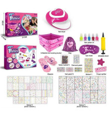 Набір для педікюру 925 A (16) автоматична сушарка, лаки для нігтів, надувна ванночка, мінінасос, водяні кульки, текстильні сумка та маска для очей, пилочка, накладні нігті, в коробці