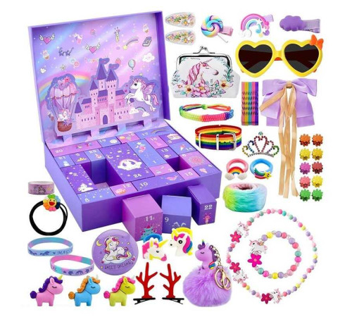 Адвент-календар QC 065 (18) 24 віконця, прикраси, аксесуари, в коробці