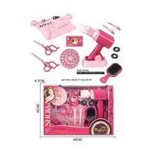 Набір перукаря 2802-1 (36/2) фен видуває повітря, підсвітка, щітка, ножиці, затискачі для волосся, карта VIP клієнта, сумка, в коробці