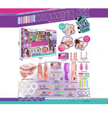 Набір стиліста KSY 966 (20) механічні прилади для нанизування бусин та приклеювання стразів, автоматична машинка для накручування волосся, 2 насадки, пружинки, резиночки, гребінець, заколки, в коробці