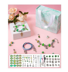 Набір прикрас DLS 1107 (100) "Зелений бокс", основи для браслетів, намистини, підвіски, в коробці