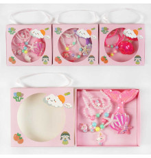 Набір прикрас C 63935 (260) 3 види, “Русалонька”, намисто, сережки-кліпси, шпильки, каблучка, в коробці, ВИДАЄТЬСЯ ТІЛЬКИ МІКС ВИДІВ