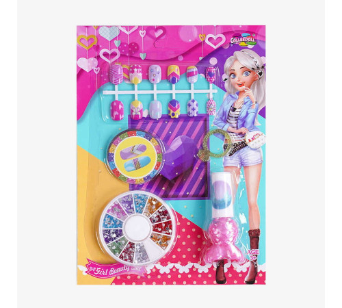 Набір для манікюру 9222 C (432/2) тіпси, стрічка, лак, стрази, каблучка, на листі