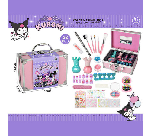 Набір косметики 768-75 C (60/2) тіні, блискітки, помада, аксесуари для манікюру, пензлики для макіяжу, у валізі