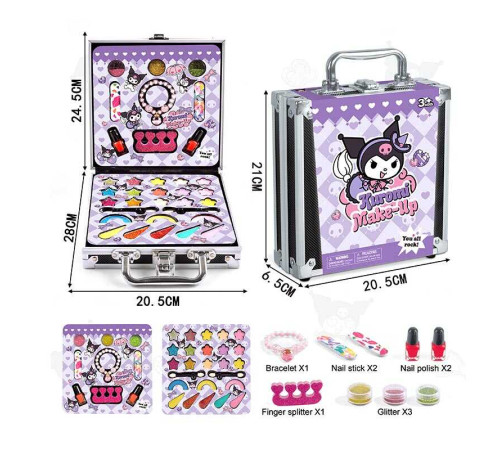 Косметика FT 2077 F (48) тіні, помади, блискітки, лаки, бафи, браслет, у валізі