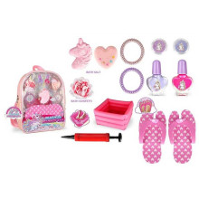 Набір для педикюру ZR 31 D (48/2) тапочки, лаки для нігтів, бомбочки для ванни, блискітки, резинки для волосся, у сумці