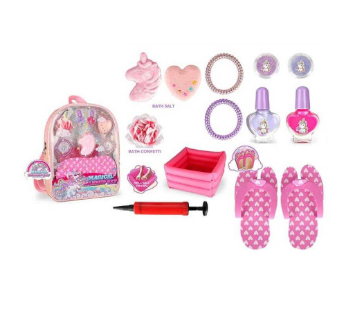 Набір для педикюру ZR 31 D (48/2) тапочки, лаки для нігтів, бомбочки для ванни, блискітки, резинки для волосся, у сумці