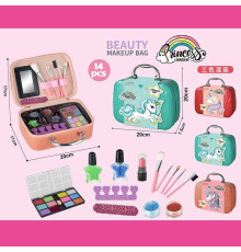 Набір косметики 768-50 (60/2) палітра тіней, блискітки, лак для нігтів, помада, пензлики, у валізі, ВИДАЄТЬСЯ ТІЛЬКИ МІКС ВИДІВ