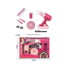 Набір перукаря 2802-3 (36/2) підсвічування, функціональний фен з підставкою, затискачі, 2 насадки, гребінець, пляшечка з розпилювачем, резинки, в коробці