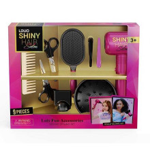 Набір перукаря 626028 (24) 9 аксесуарів, фен видуває повітря, 2 насадки, ножиці, 2 заколки, гребінець, люстерко, у коробці