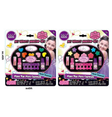 Косметика S 21665 J / 1-2 (96/2) 2 види, тіні, помади, блиск для губ, лак, аплікатори, на листі