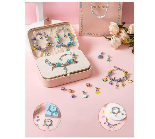 Набір прикрас DLS 1129 (48) 12 основ браслетів, шарми, шкатулка, в коробці