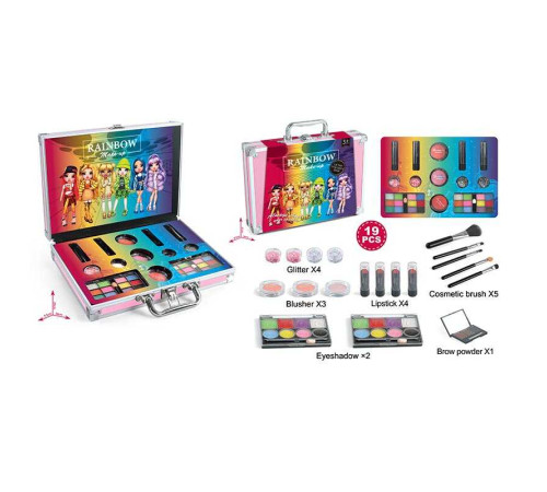 Косметика FT 2042 (36) помади, палетка тіней, рум’яна, блискітки, контуринг, пензлики, у валізі