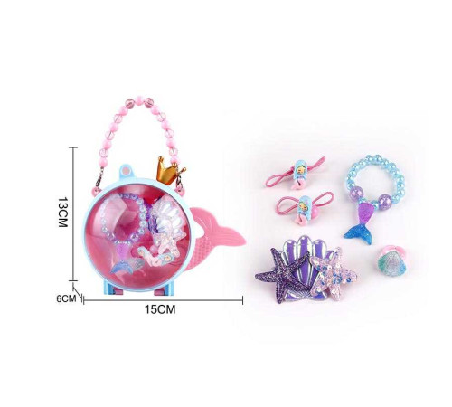 Набір прикрас А 113-7 (160/2) браслет, заколка, каблучка, резинка для волосся, в сумці