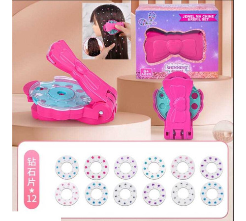 Прикраси для волосся 811-42 B (60) 12 пластин з камінцями, 4 кольори, пристрій для фіксації, інструкція, в коробці