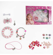 Набір прикрас PX 66085 (72/2) 62 елементи, основи для прикрас, шарми, намистинки, кулон, заколка, нігті, в коробці