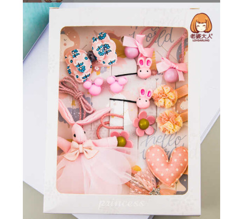 Набір прикрас C 67139 (480) заколки, резинки, прикраса для волосся, в коробці