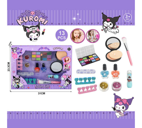 Набір косметики 765-4 C (144/2) тіні, аксесуари для манікюру, лак, пудра, пензлик, блискітки, бальзам, в коробці