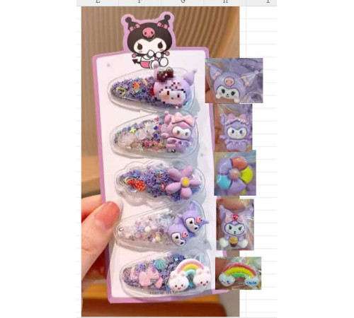 Набір шпильок для волосся C 73141 (1000) ЦІНА ЗА 1 ЛИСТ, герой, 5 штук, в пакеті