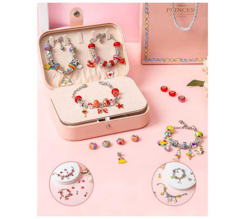 Набір прикрас DLS 1130 (48) 12 основ браслетів, шарми, шкатулка, у пакеті