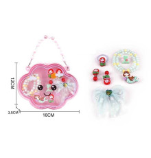 Набір прикрас А 114-2 (160/2) браслет, кліпси, заколка-бантик, каблучка, резинка для волосся, в сумці