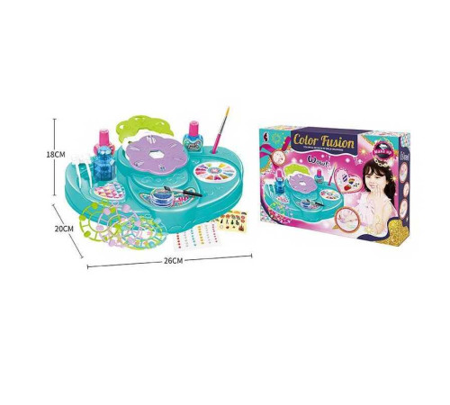 Набір для манікюру KL 4082 (36) 2 лаки, тіпси, блискітки, стрази, штамп, основи для наклеювання нігтів, пилочка, трафарети, органайзер, в коробці