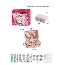 Набір прикрас 5568-1 C (36) 132 аксесуари, шарми, основи для браслетів, основи для намиста, скринька, в коробці