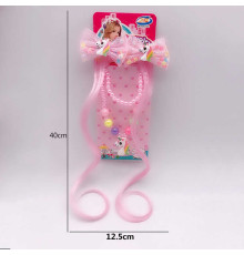 Набір прикрас A 12 (600/2) намисто, браслет, 2 прядки штучного волосся на заколках, прикраси-єдинороги, в пакеті